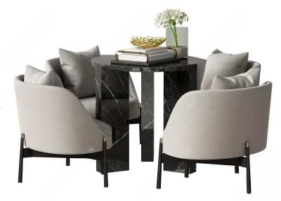 现代休闲桌椅组合3D模型下载